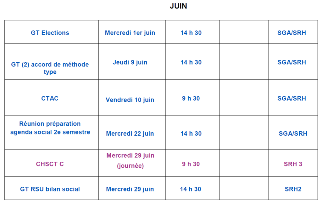 agenda juin